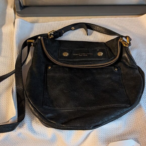 Marc by Marc Jacobs Black Leather Classic Q Natasha Crossbody Bag - Picture 1 of 5